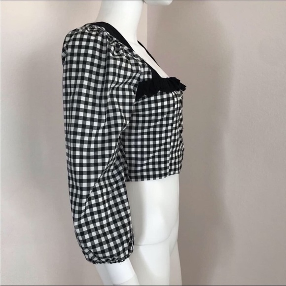 Bcbgeneration Gingham M Crop Top black white top - Picture 7 of 16